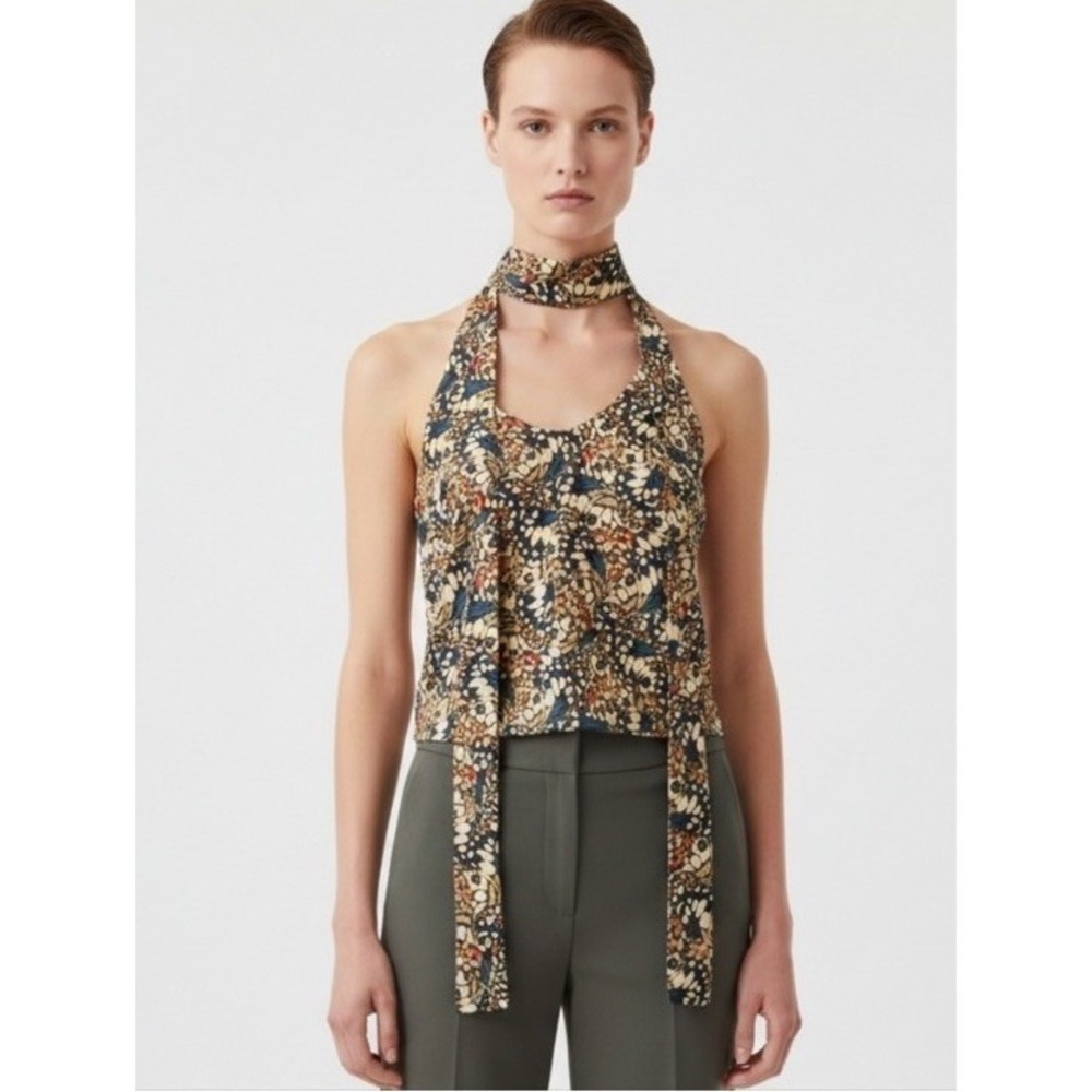Wildfang The Empower Satin Cami Tank With Tie Butterfly Print Large